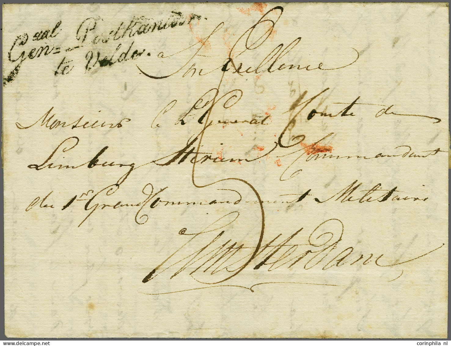 Cover GENaal=Postkantoor/ Te Velde In Zwart, Vrijwel Pracht Afdruk Op Brief Van Braine Le Comte 15 Juni 1815 (3 Dagen Vó - ...-1852 Prephilately