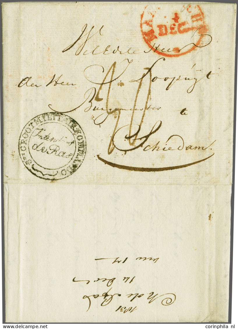 Cover 1831, 5e GROOT MILITAIR KOMMANDO Intendant De Ras, Pracht Afdruk Op Complete Brief Maastricht 14-121831 Naar Schie - ...-1852 Préphilatélie