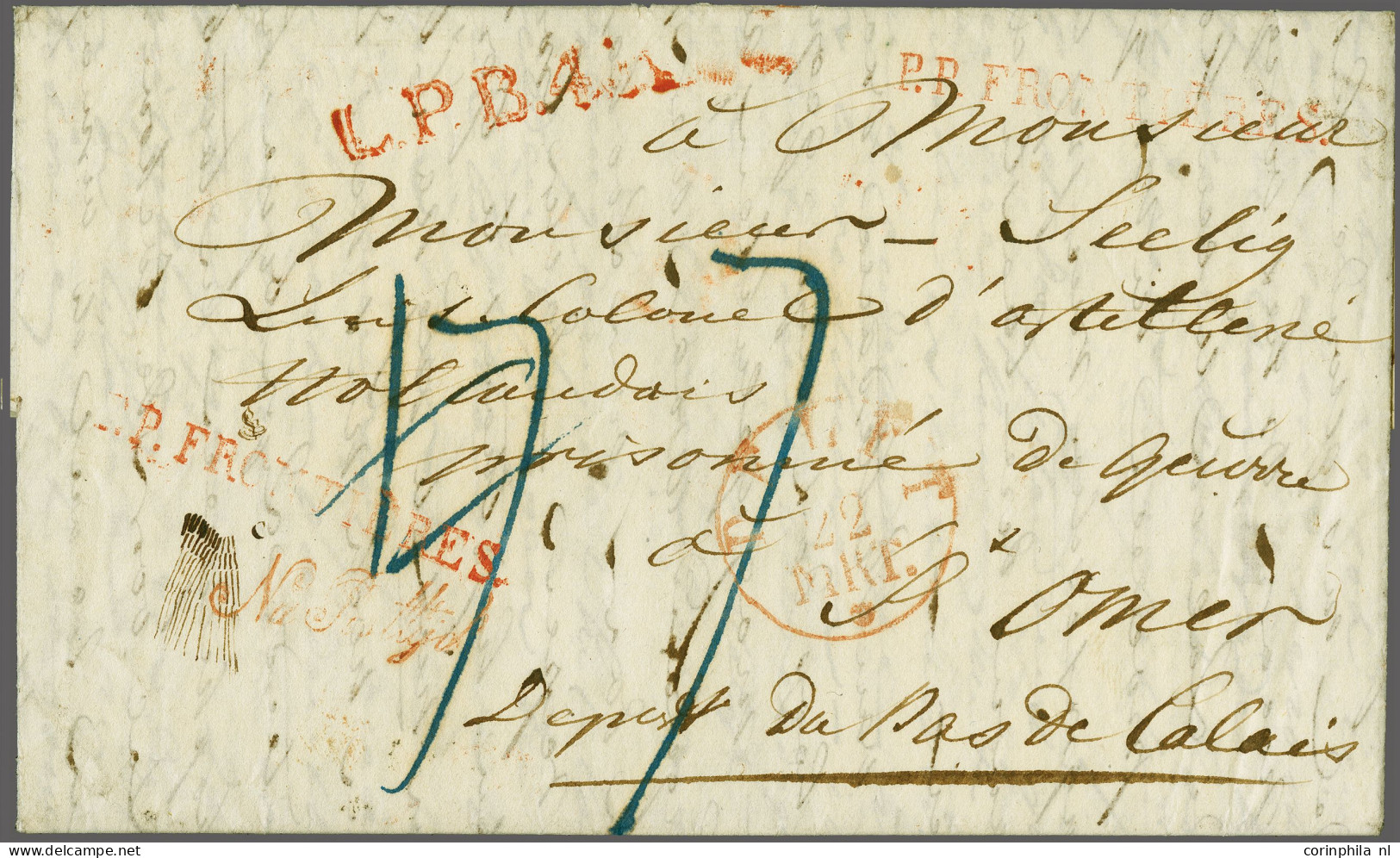 Cover 1833, Belgische Opstand, Complete Frisse Brief Van Delft 22-3-1833 Naar Krijsgevangenkamp St. Omer In Frankrijk Ge - ...-1852 Precursori