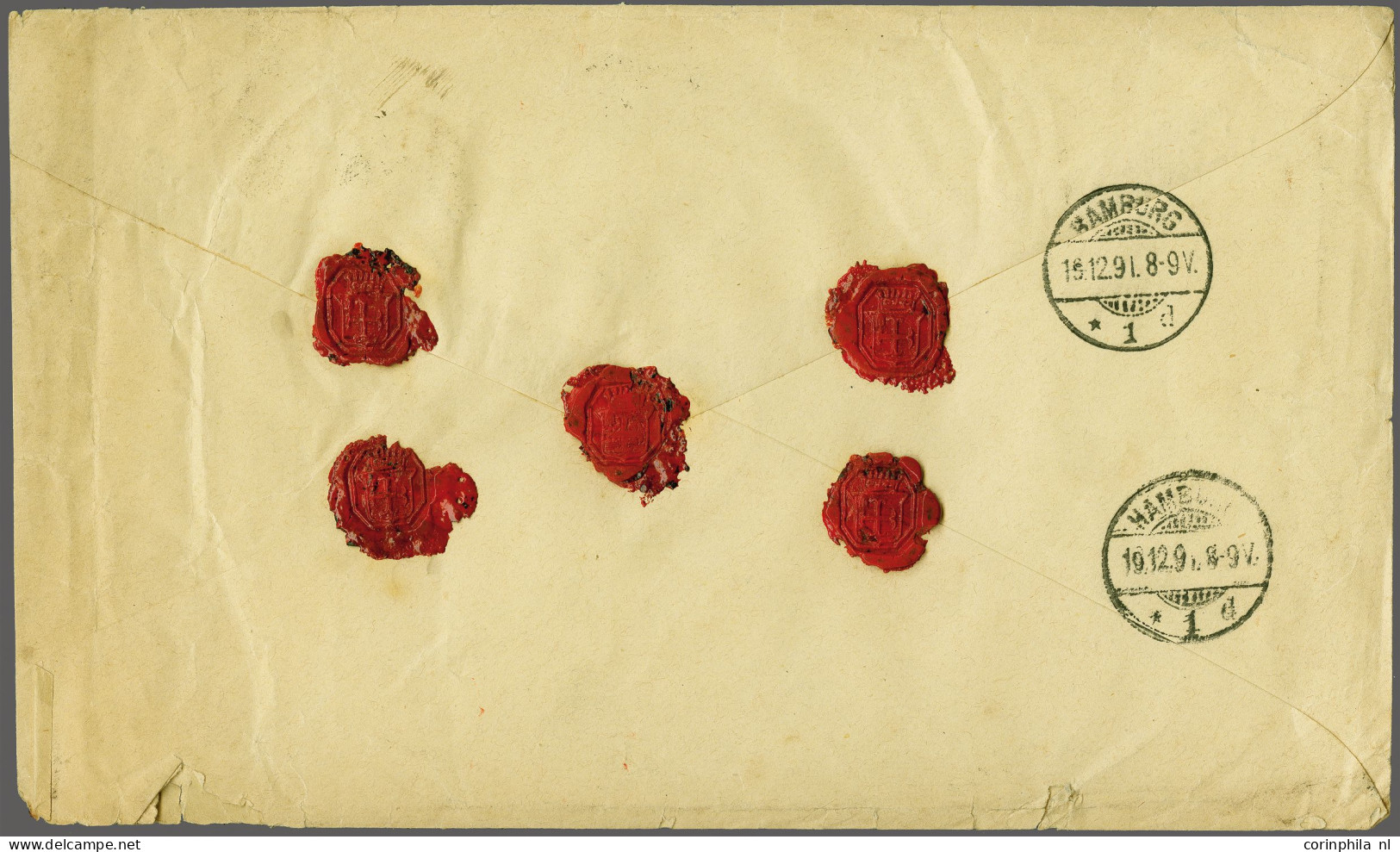 Cover 22½ Cent Blauwgroen En Hangend Haar 25 Cent Lila (2x) Op Aangetekende Envelop Van De 5e Gewichtsklasse Van Den Haa - Autres & Non Classés