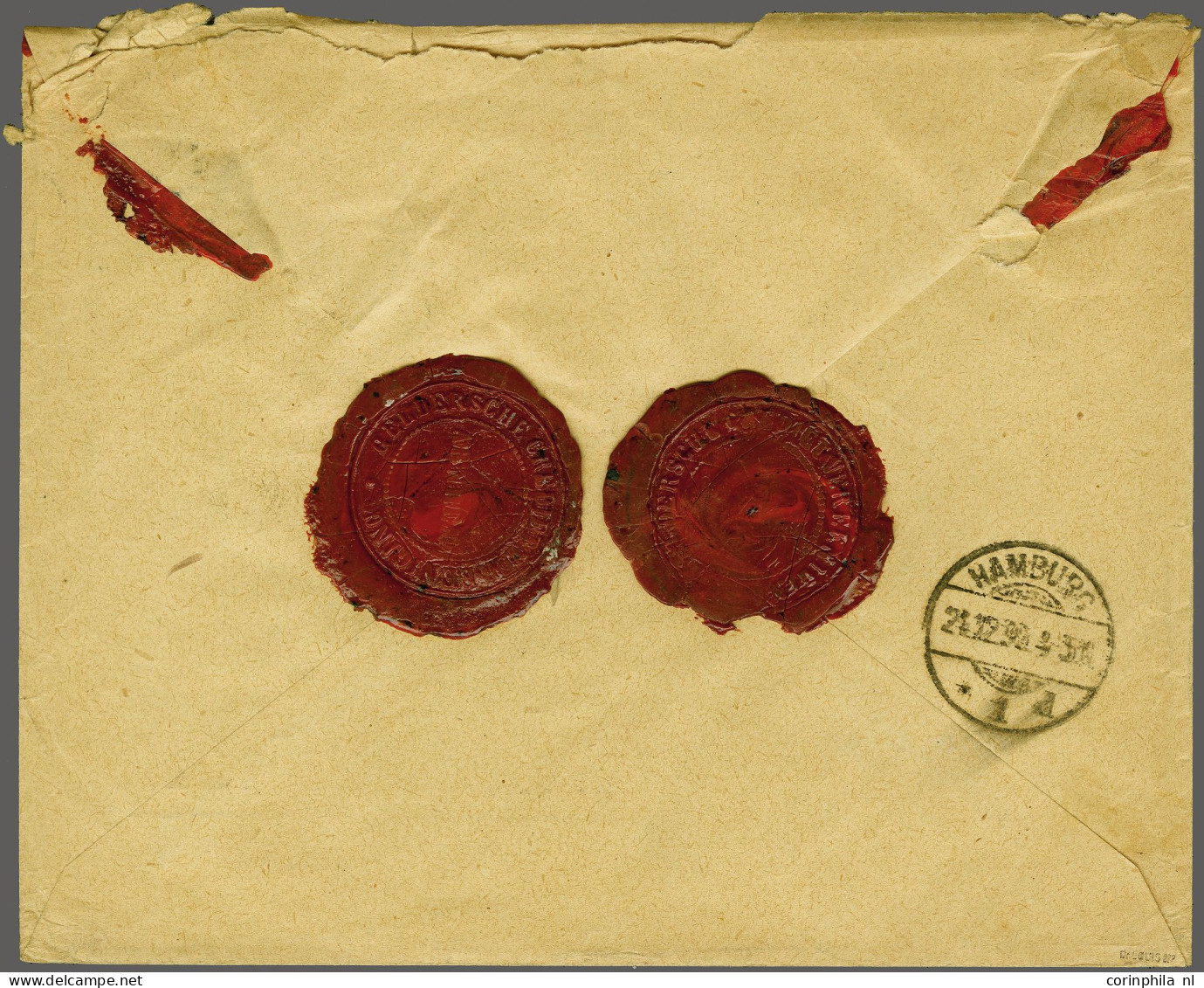 Cover 22½ Cent Blauwgroen En 50 Cent Geelbruin Op Aangetekende Envelop Van De 6e Gewichtsklasse Van Arnhem 23-12-1890 Na - Other & Unclassified