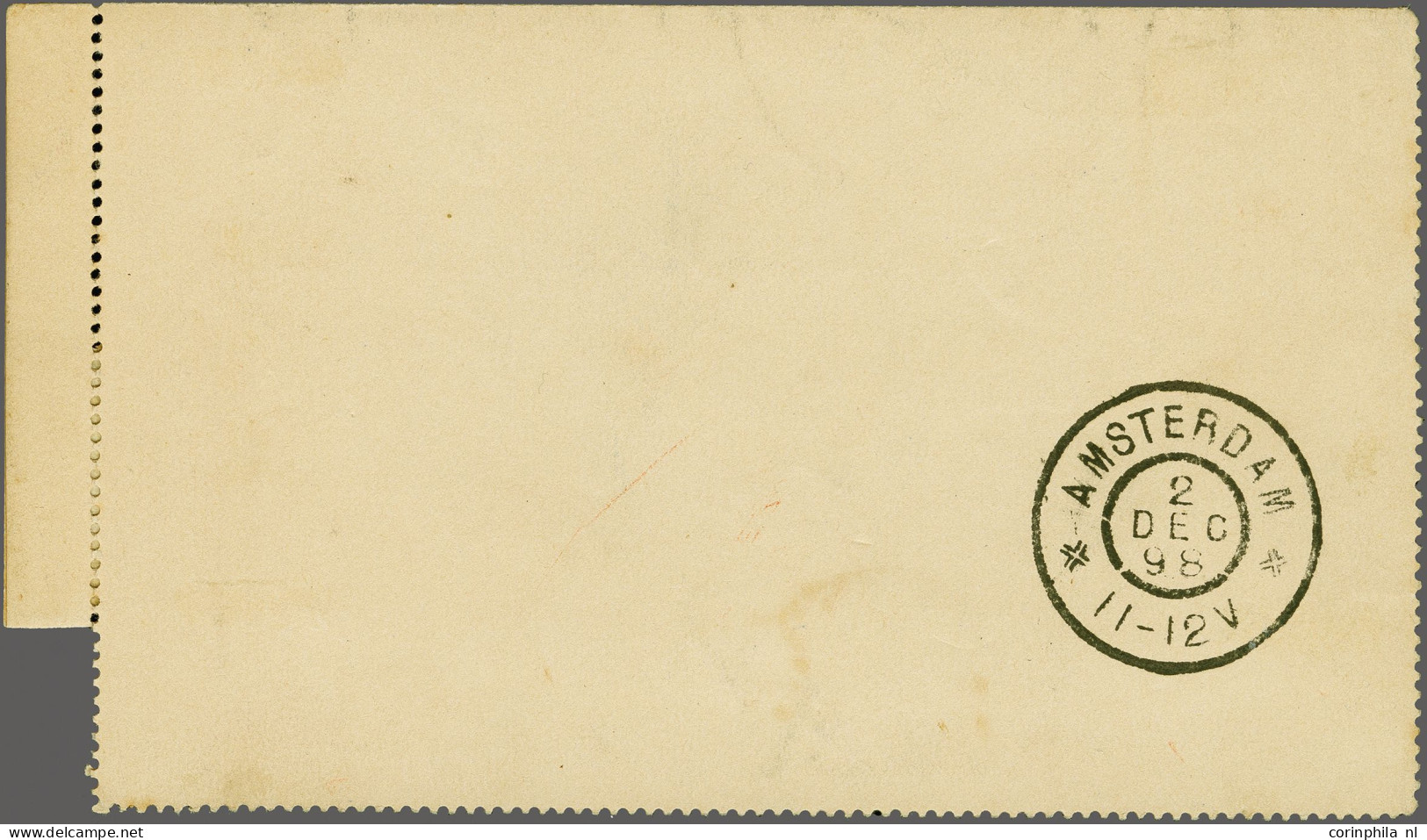 Cover ½ Cent Roze Op Aangetekend Postblad 12½ Cent Te Amsterdam 2-12-1898 (grootrond Amsterdam 11), 13 Cent Tarief Voor  - Autres & Non Classés