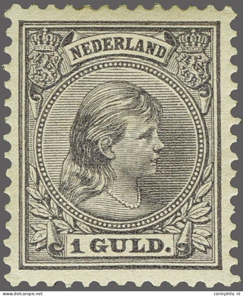 Mounted Mint 1 Gulden Grijsviolet, Pracht Ex. (gom Deels Licht Gelig En Hoektandvouwtje) Met Certificaat Vleeming 2023,  - Non Classificati