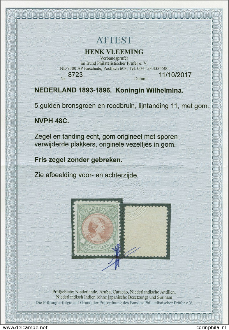 Mounted Mint 5 Gulden Bronsgroen En Roodbruin, Mooi Gecentreerd Pracht Ex. Met Certificaat Vleeming 2017: Fris Zegel Zon - Non Classificati