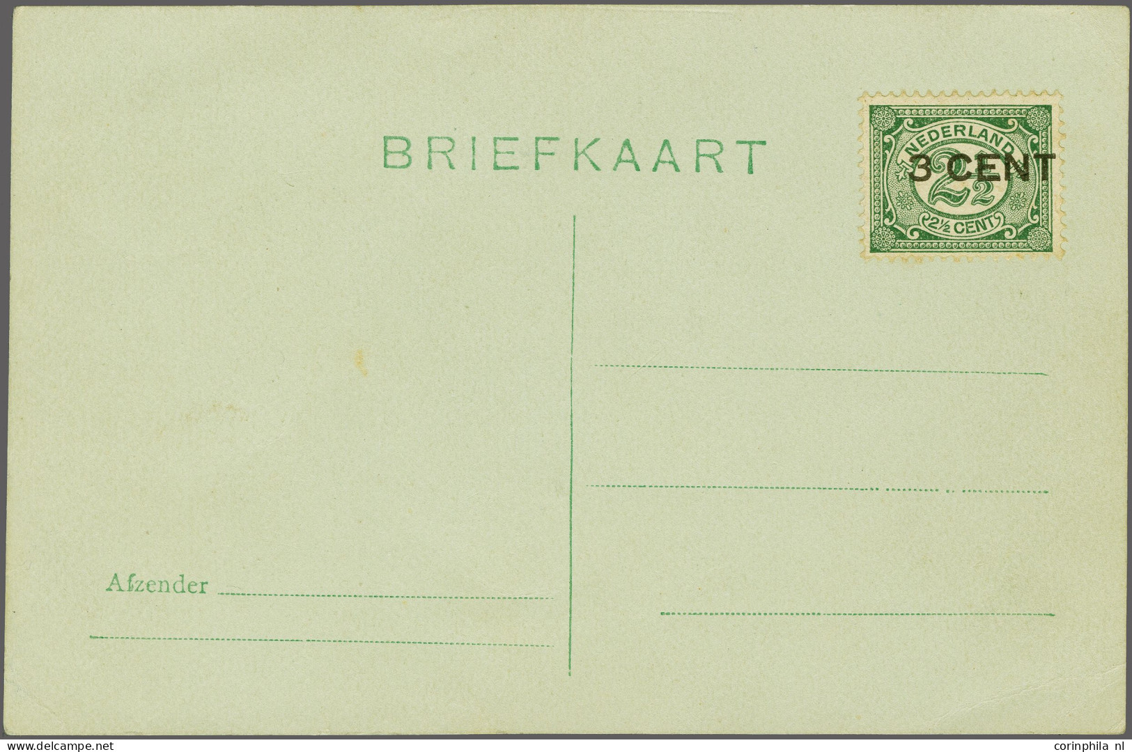 Cover 3 Cent Opdruk Op 2½ Cent Groen Op Ongebruikte Briefkaart. In 1916 Werd Het Briefkaart Tarief Verhoogd Van 2½ Cent  - Non Classés