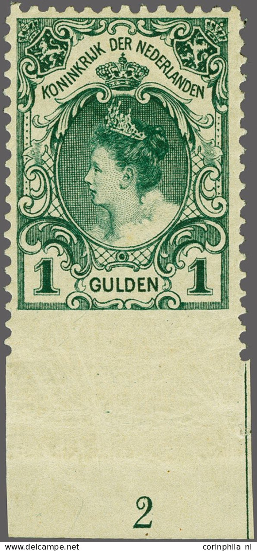 Mounted Mint 1 Gulden Blauwgroen Met Variëteit - Onderzijde Ongeperforeerd - Met Plaatnummer 2, Vrijwel Pracht Ex. (min. - Sin Clasificación