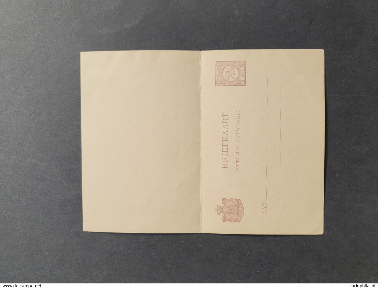 Cover Briefkaart 2½ + 2½ Cent Bruinrood Op Roze Vraagkaart Met Foutdruk - Kopstaand Opschrift - Ongebruikt Pracht Ex., C - Material Postal