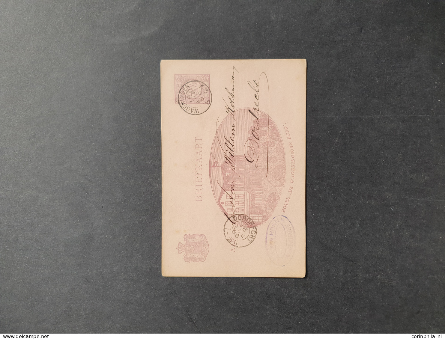 Cover Briefkaarten Hotels En Toerisme - Hotel De Wageningsche Berg In Een Ovaal, Bijdruk In Violet Op Cijfer 2½ Cent Bri - Postal Stationery