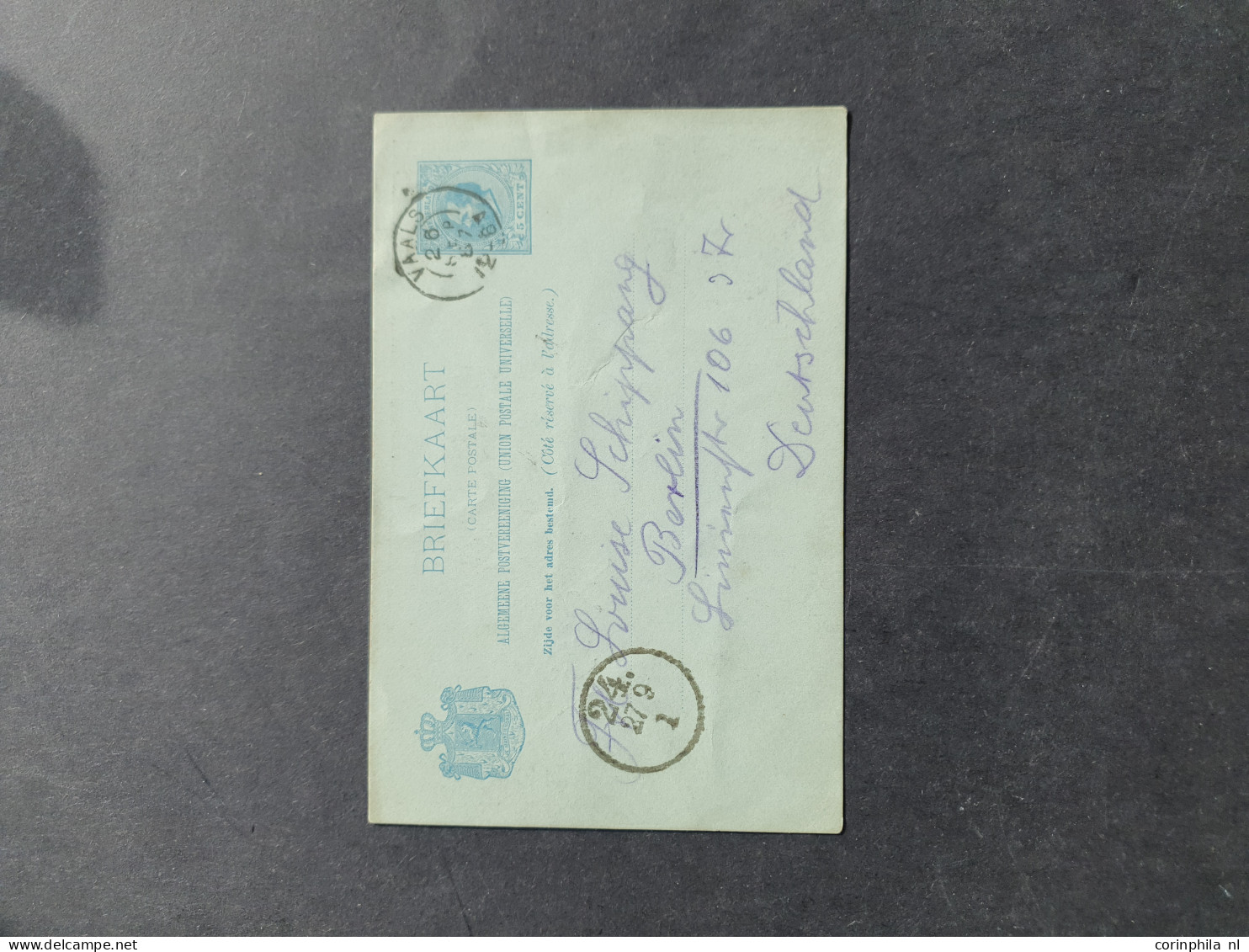 Cover Briefkaart 5 Cent Koning Willem III Met Bedrukking Hartelijk Gegroet Uit Vaals, (Holland) Met Verschillende Gezich - Material Postal