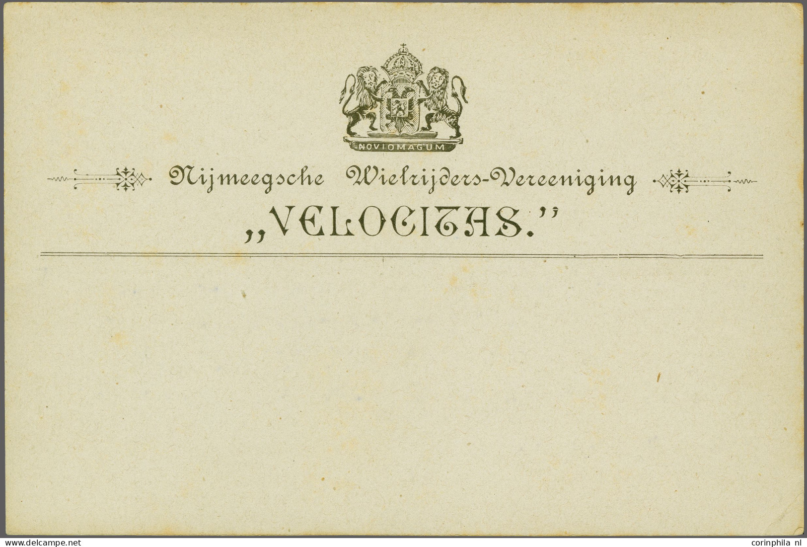 Cover Reclame Briefkaart Cijfer 2½ Cent - Nijmeegsche Wielrijders-Vereeniging Velocitas - Ongebruikt Vrijwel Pracht Ex.  - Material Postal