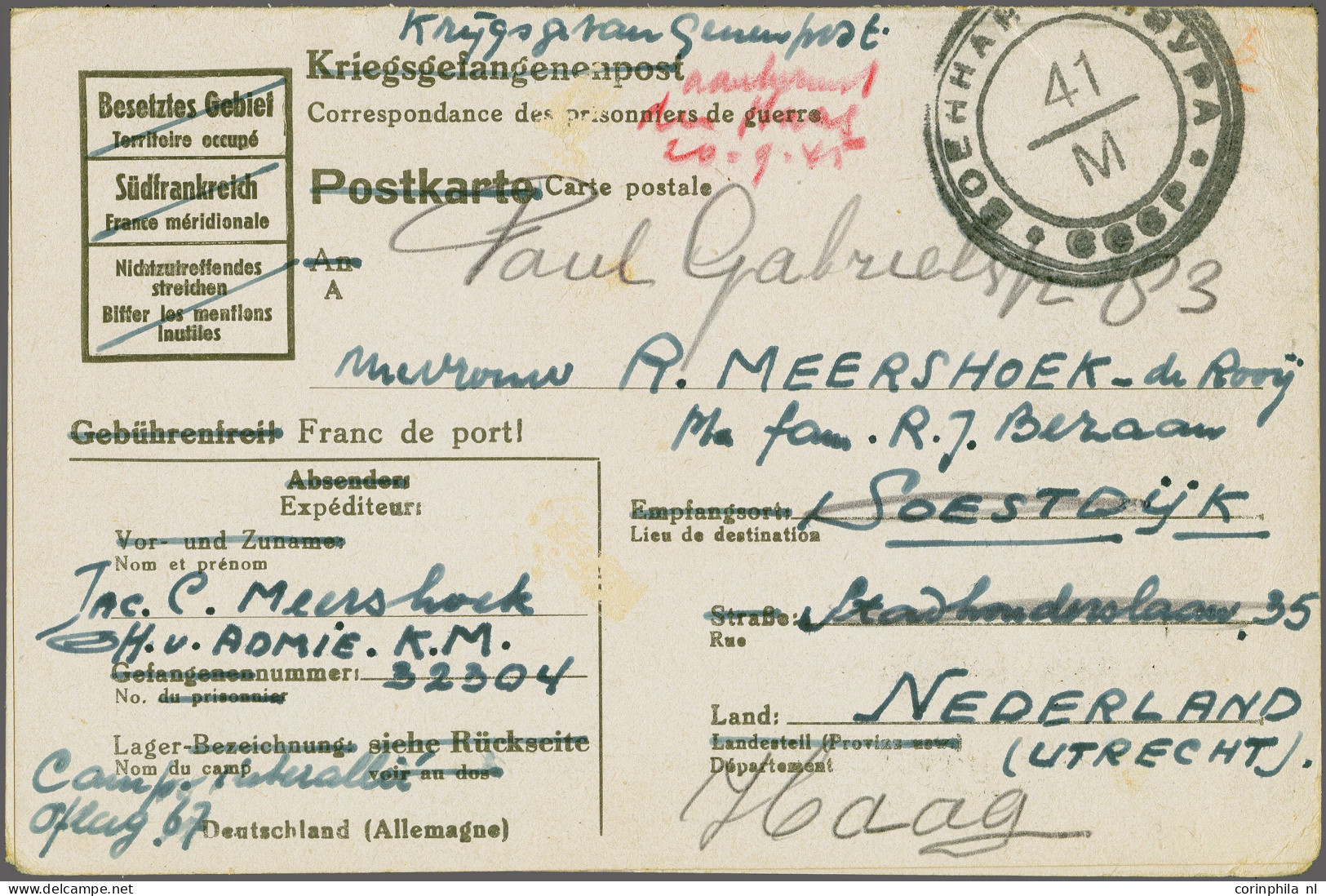 Cover Oflag 67 Camp Neubrandenburg, French Reply Postcard From A Dutch Officer POW In Oflag 67, Written 1 May, Sent By R - Ohne Zuordnung