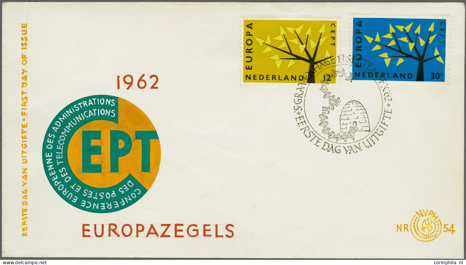 Cover E53 Europa 12 En 30 Cent Originele Getekende Proef Envelop Met Verkeerd Nr 54, Onbeschreven Pracht Ex. Met Op Acht - Non Classés