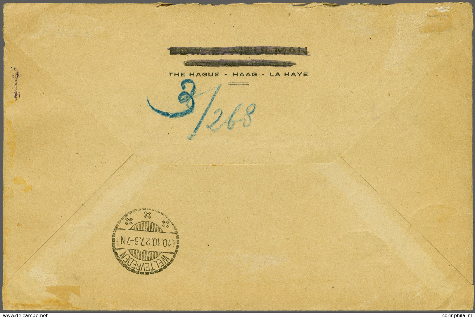 Cover , Airmail Koppenvlucht Envelop Gestempels Aantekenstrookje Amsterdam CS En Gefrankeerd Met O.a. Nrs. 100 En 130 Na - Correo Aéreo