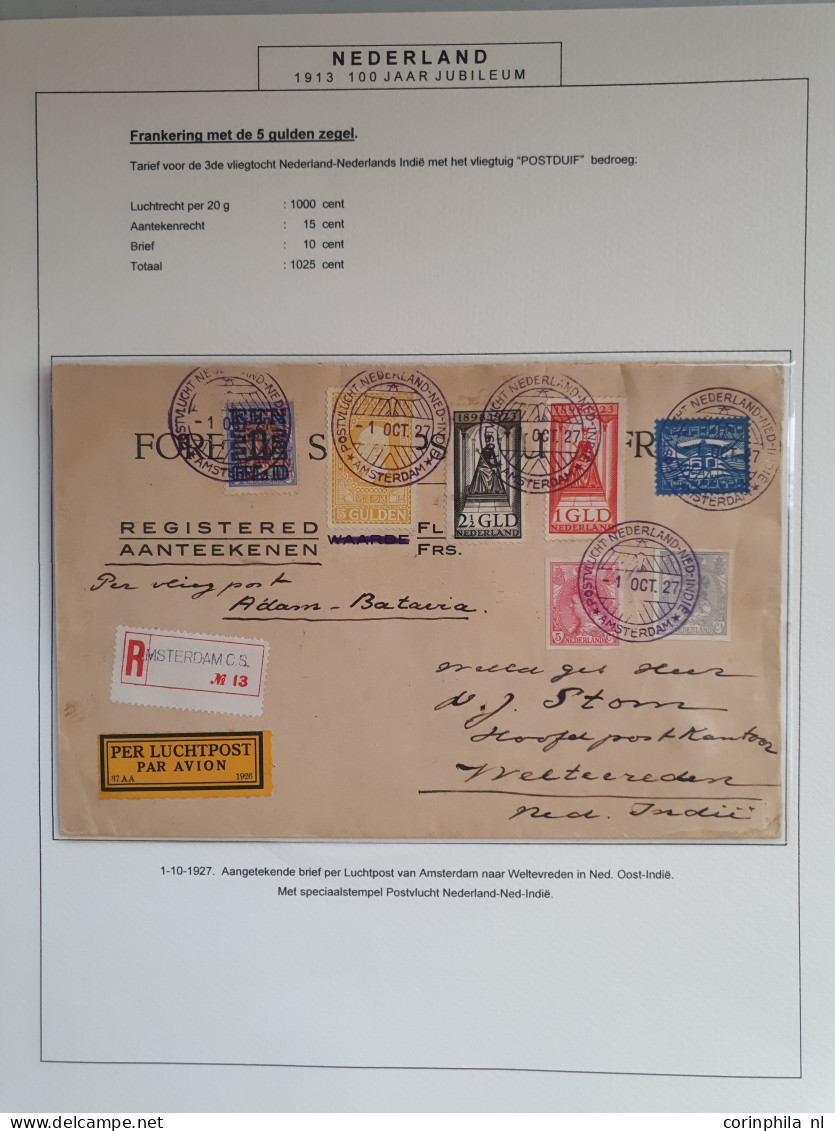 Cover , Airmail Koppenvlucht Envelop Gestempels Aantekenstrookje Amsterdam CS En Gefrankeerd Met O.a. Nrs. 100 En 130 Na - Poste Aérienne