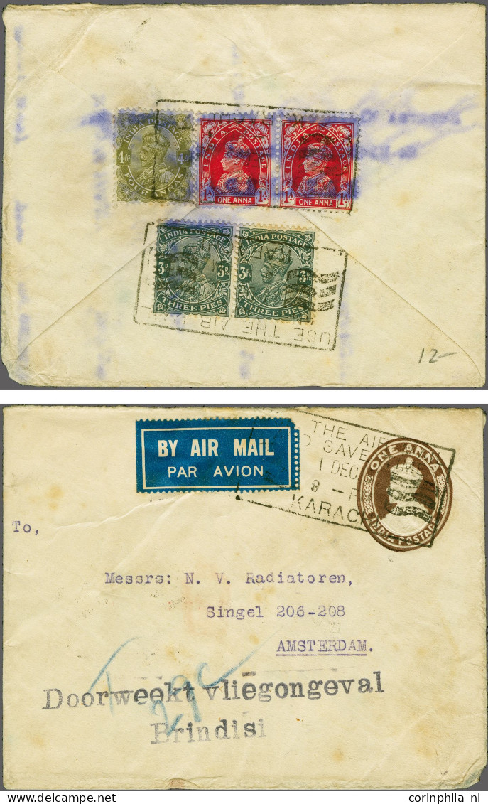 Cover , Airmail Ramp Van De Cygnus Te Brindisi (Italië) Op 5-12-1937 (Nierinck 371205), Envelop Uit Karachi (India) Naar - Poste Aérienne