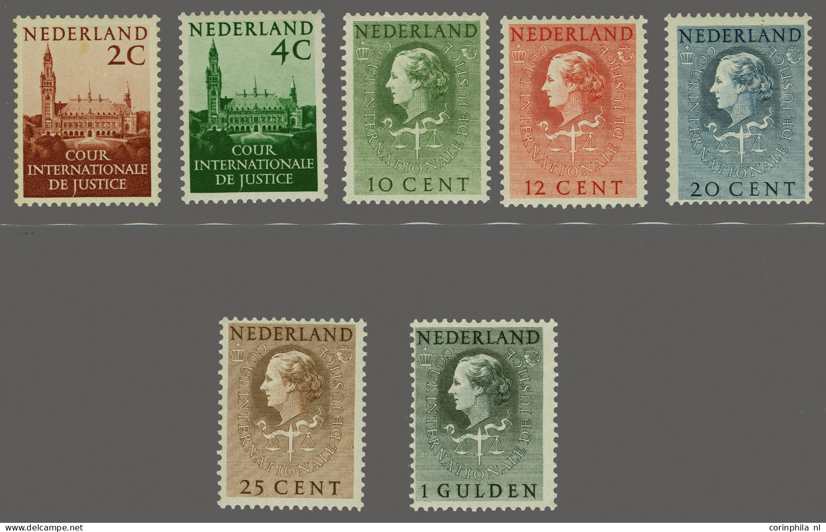 Unmounted Mint Cour Internationale De Justice, 2, 4, 10, 12, 20, 25 Cent En 1 Gulden, Cat.w. 825 - Service