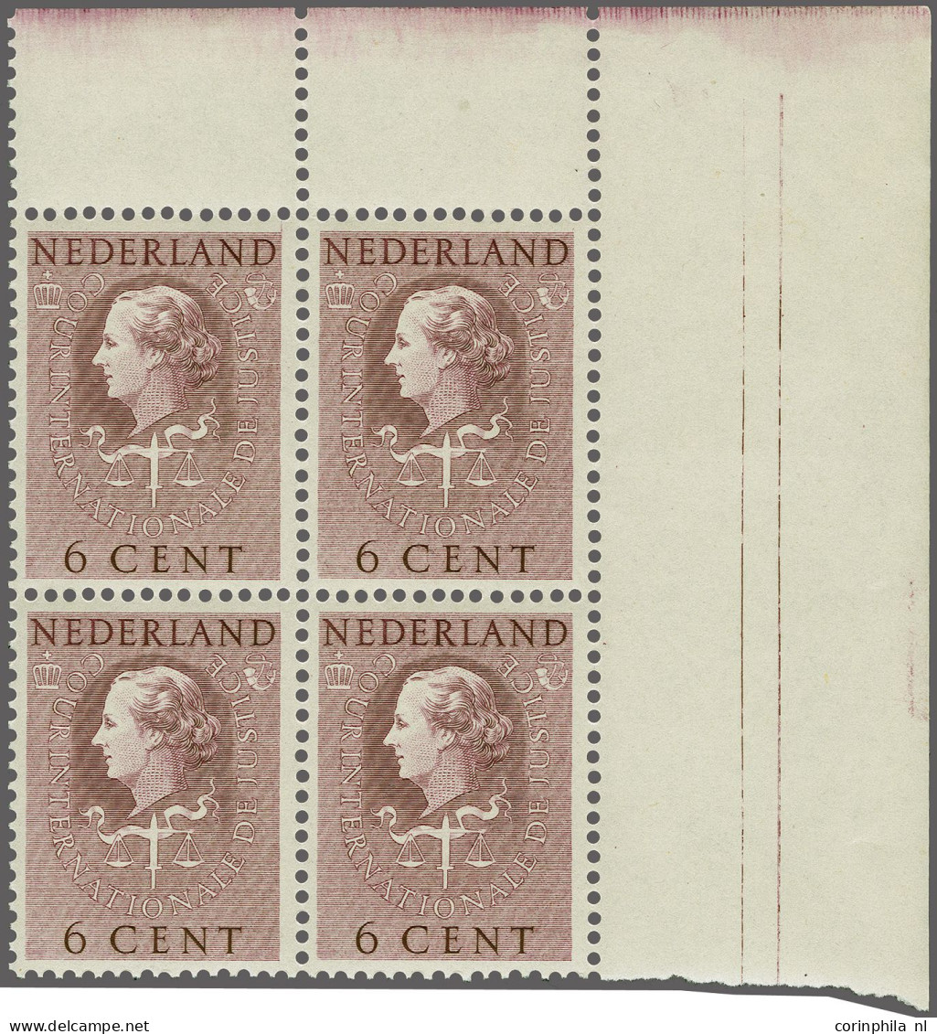 Unmounted Mint , Block Cour Internationale De Justice 6 Cent Violet In Blok Van 4 Met Hoekvelrand, Cat.w. 500+ - Service