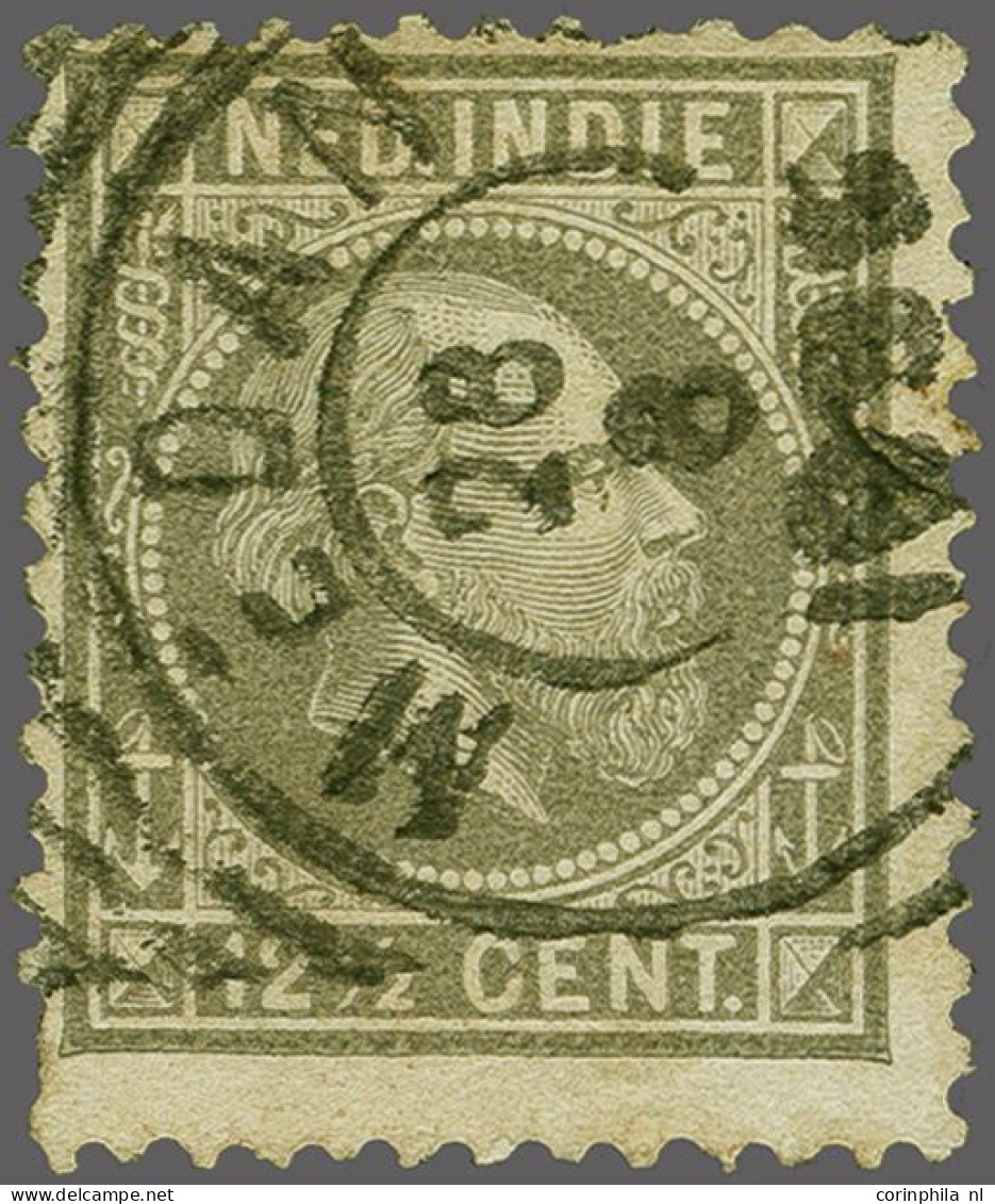 Willem III 12½ Cent Grijs Tanding 12½ X 12 Grote Gaten, Vrijwel Pracht Ex. (tanding) Gesigneerd Hekker En Keiser En Met  - India Holandeses