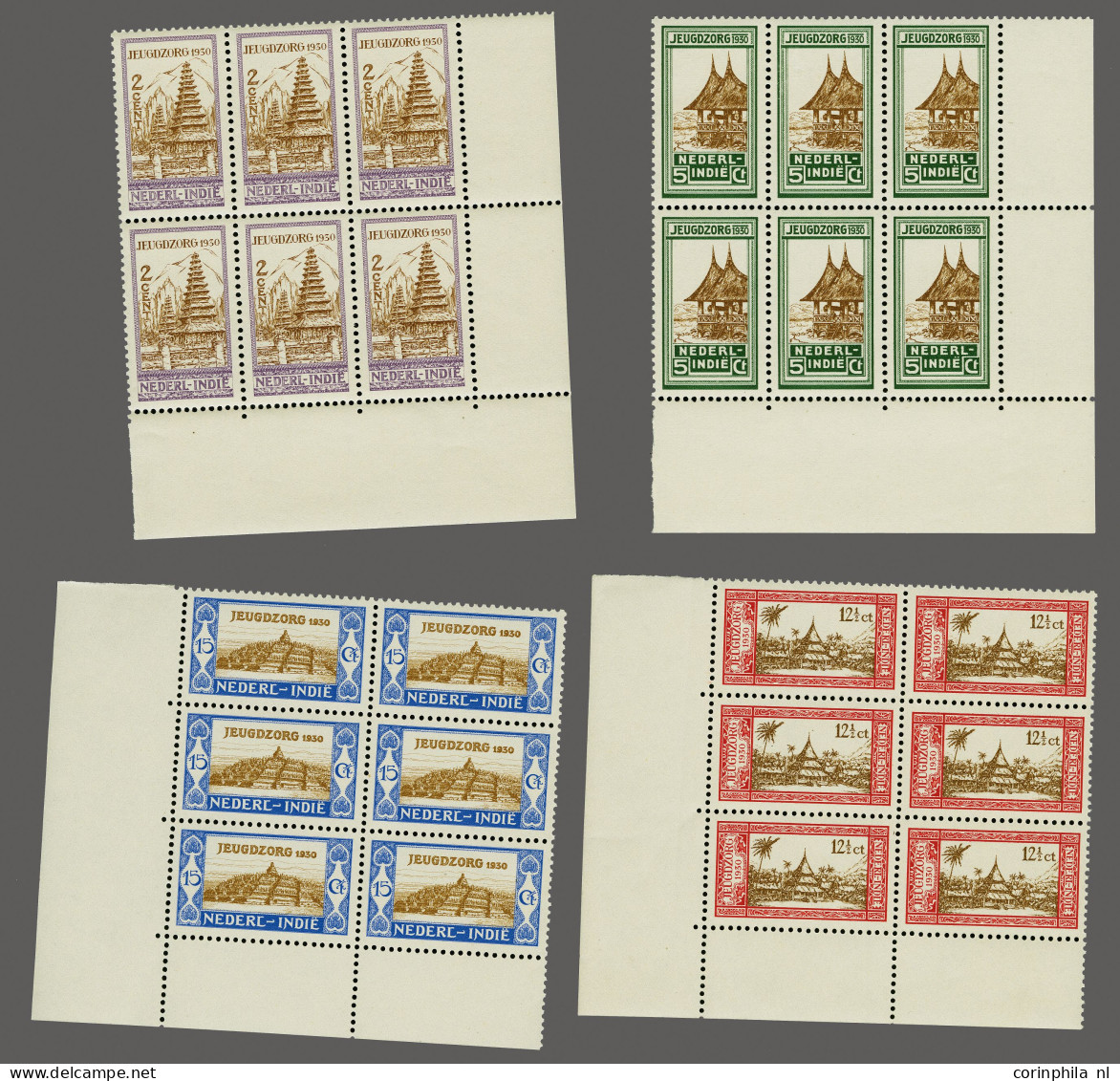 Unmounted Mint , Block Jeugdzorg 2 T/m 15 Cent In Blokken Van 6 Met Hoekvelrand, Cat.w. 300+ - Netherlands Indies