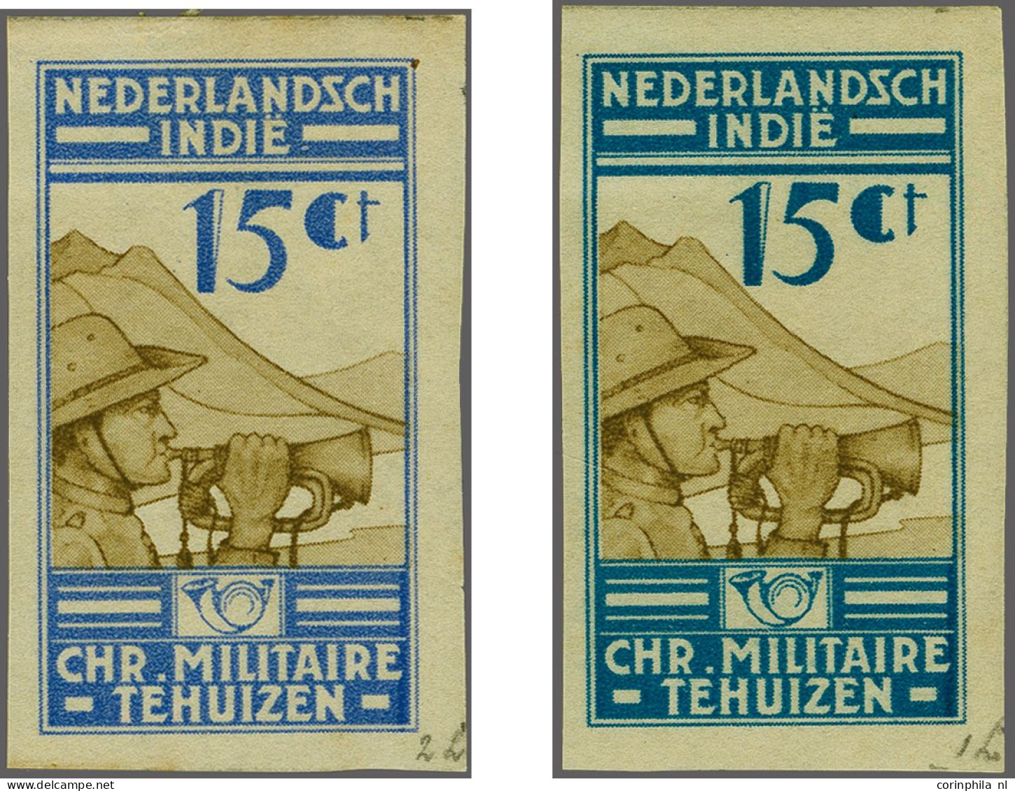 Mounted Mint Chr. Militaire Tehuizen 2-15 Cent Ongetande Proeven In Afgekeurde én In Gekozen Kleuren, Als Alle Bekende E - Netherlands Indies