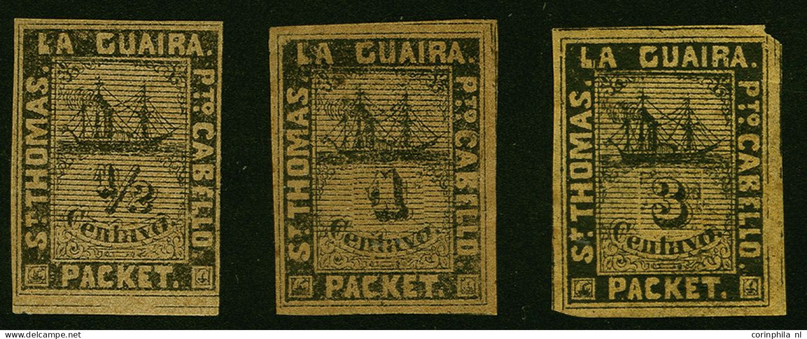 Mounted Mint , Unmounted Mint Tweede Uitgifte ½, 1 En 3 Centavo, Pracht Ex. (nr. 21 **, Nr. 22 Plakkertje, Tropisch En M - Curazao, Antillas Holandesas, Aruba