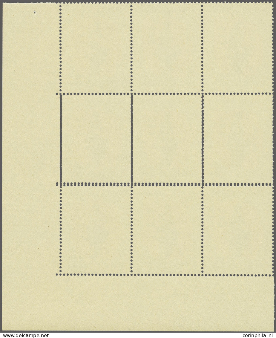 Unmounted Mint , Block Kinderzegels 1966, 25 Cent In Hoekblok Van 9 Met Middelste 3 Zegels Horizontaal Variëteit Dubbele - Curazao, Antillas Holandesas, Aruba