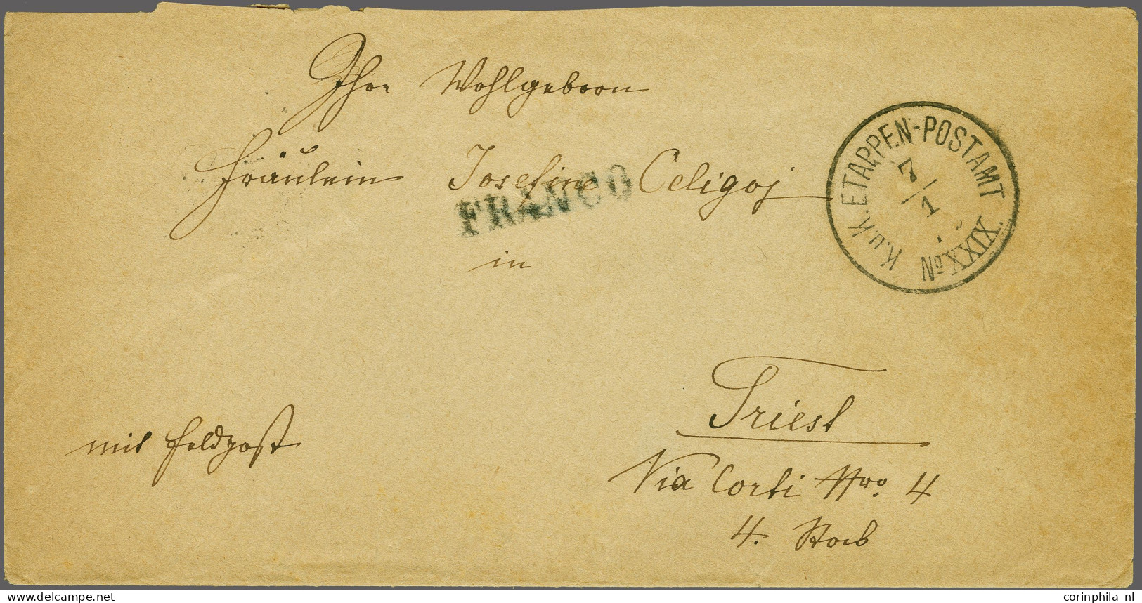 Cover Austrian Military Campaign 1878-1879, Stampless Cover With A Good Strike Of The Rare K.u.K. Etappen-Postamt No. XX - Bosnie-Herzegovine