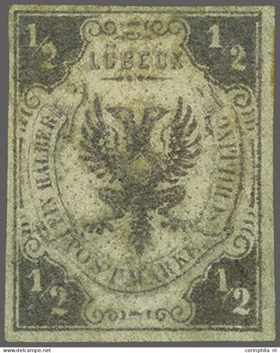 Without Gum Coat Of Arms ½ Schilling Slate Lilac, Fine/very Fine But Regummed With 1945 RPS Certificate, Cat.v. 700 - Lubeck