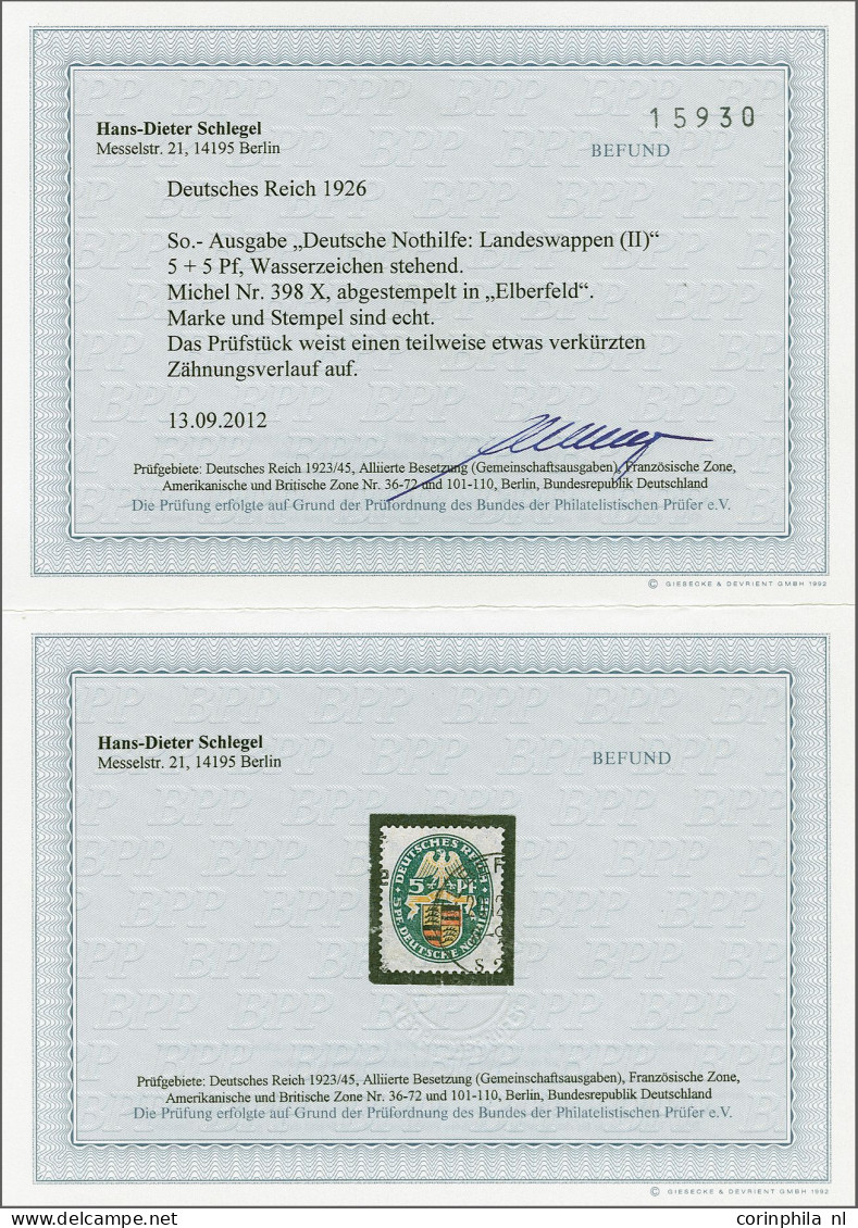 Coat Of Arms Württemberg With Variety Watermark Upright, Fine/very Fine (shorter Perf.) With 2012 Hans-Dieter Schlegel C - Other & Unclassified