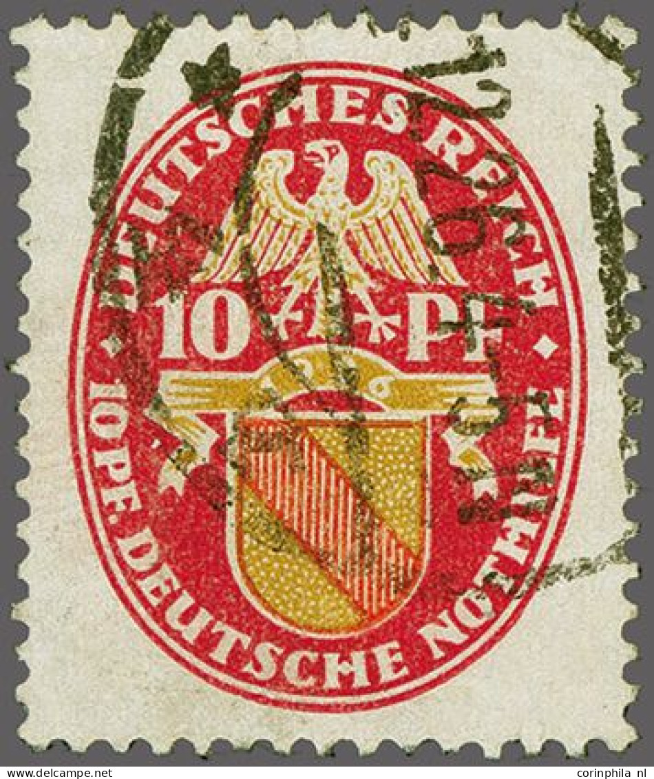 Coat Of Arms Baden 10 Pfennig With Variety Watermark Upright, Very Fine With 2019 Hans-Dieter Schlegel Certificate, Cat. - Autres & Non Classés