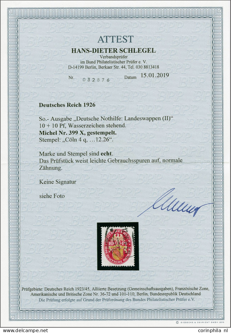 Coat Of Arms Baden 10 Pfennig With Variety Watermark Upright, Very Fine With 2019 Hans-Dieter Schlegel Certificate, Cat. - Otros & Sin Clasificación