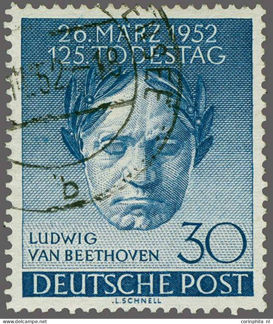 Ludwig Von Beethoven 30 Pfennig Blue With Variety Horizontal "gummiriffelung", Fine/very Fine (short Perf.) With 2023 Ha - Autres & Non Classés