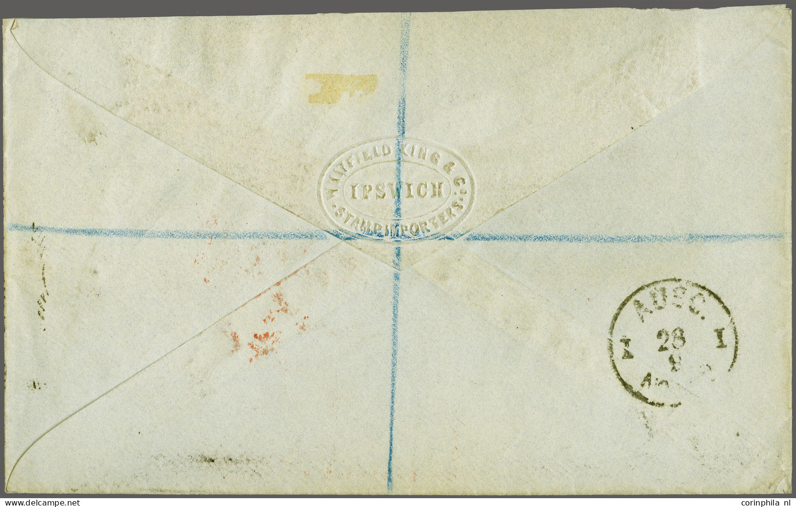 Cover 1881 Postally Used Fiscal On Envelope Sent Registered From Ipswich 1881 To Hannover Germany Bearing A 1d. Inland R - Revenue Stamps