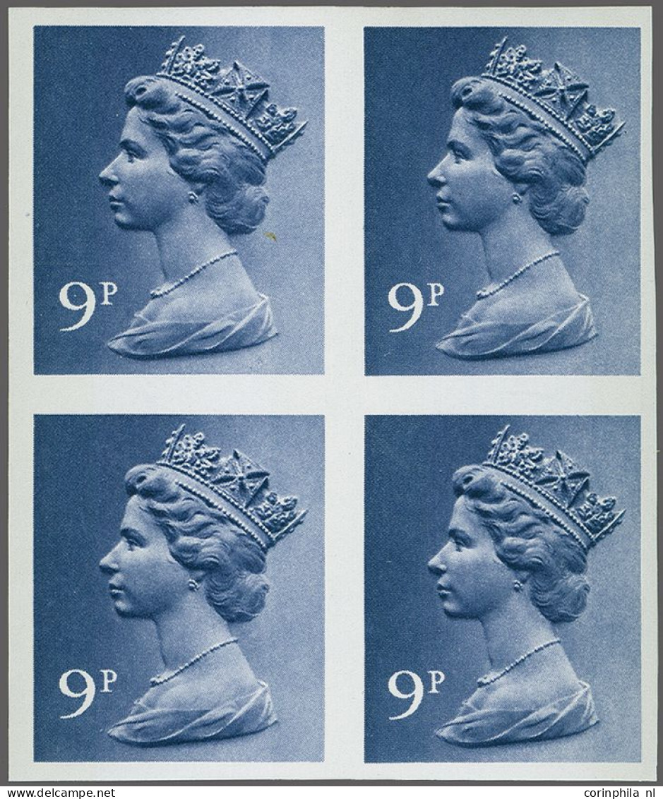 Unmounted Mint , Block 1976 Elisabeth 9p. Deep Violet Error - Imperf - Block Of Four, Unmounted Mint, Cat. £ 360 - Série 'Machin'