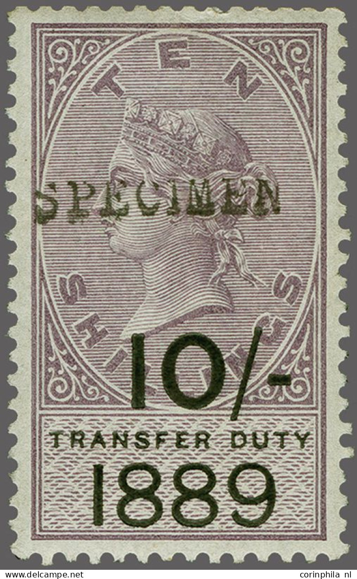 Unmounted Mint 1888-1892 Transfer Duty, A Fine Group In Green, Violet, Orange And Olive Green Up To 10s. All Overprinted - Revenue Stamps