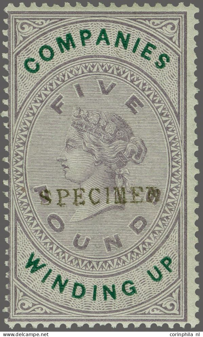 Unmounted Mint 1891 Companies Winding Up 1d. Up To £5 Lilac And Green All Overprinted Specimen (set Of Twelve), A Fine T - Fiscales