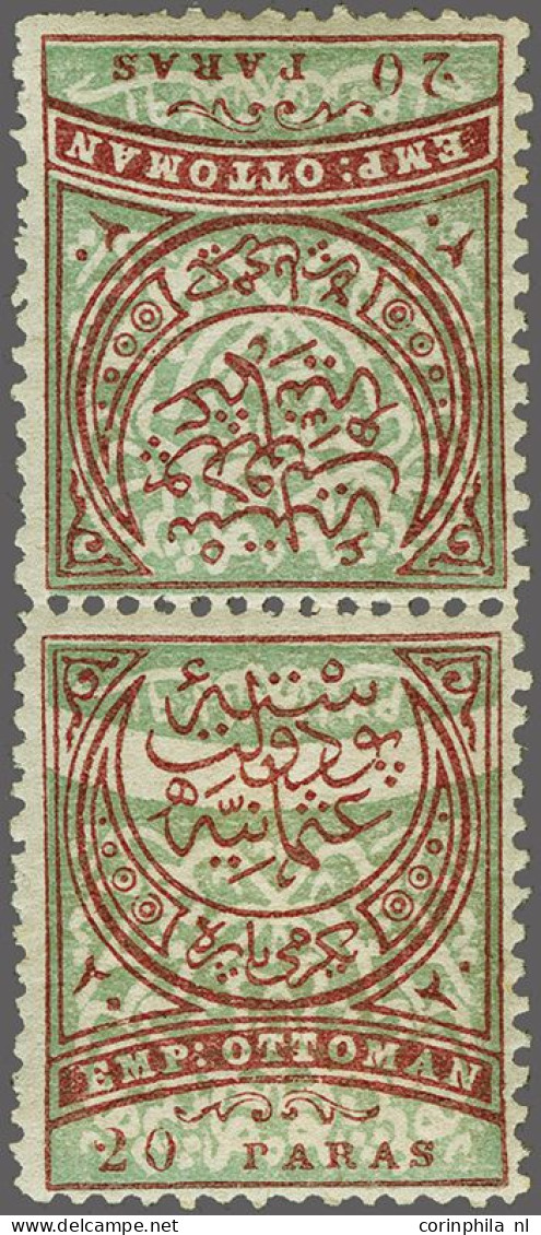 Mounted Mint Crescent 20 Para Violet And Green In Tete Beche Pair (Burak Nr. 69T), Fine/very Fine Mounted Mint - Sonstige & Ohne Zuordnung