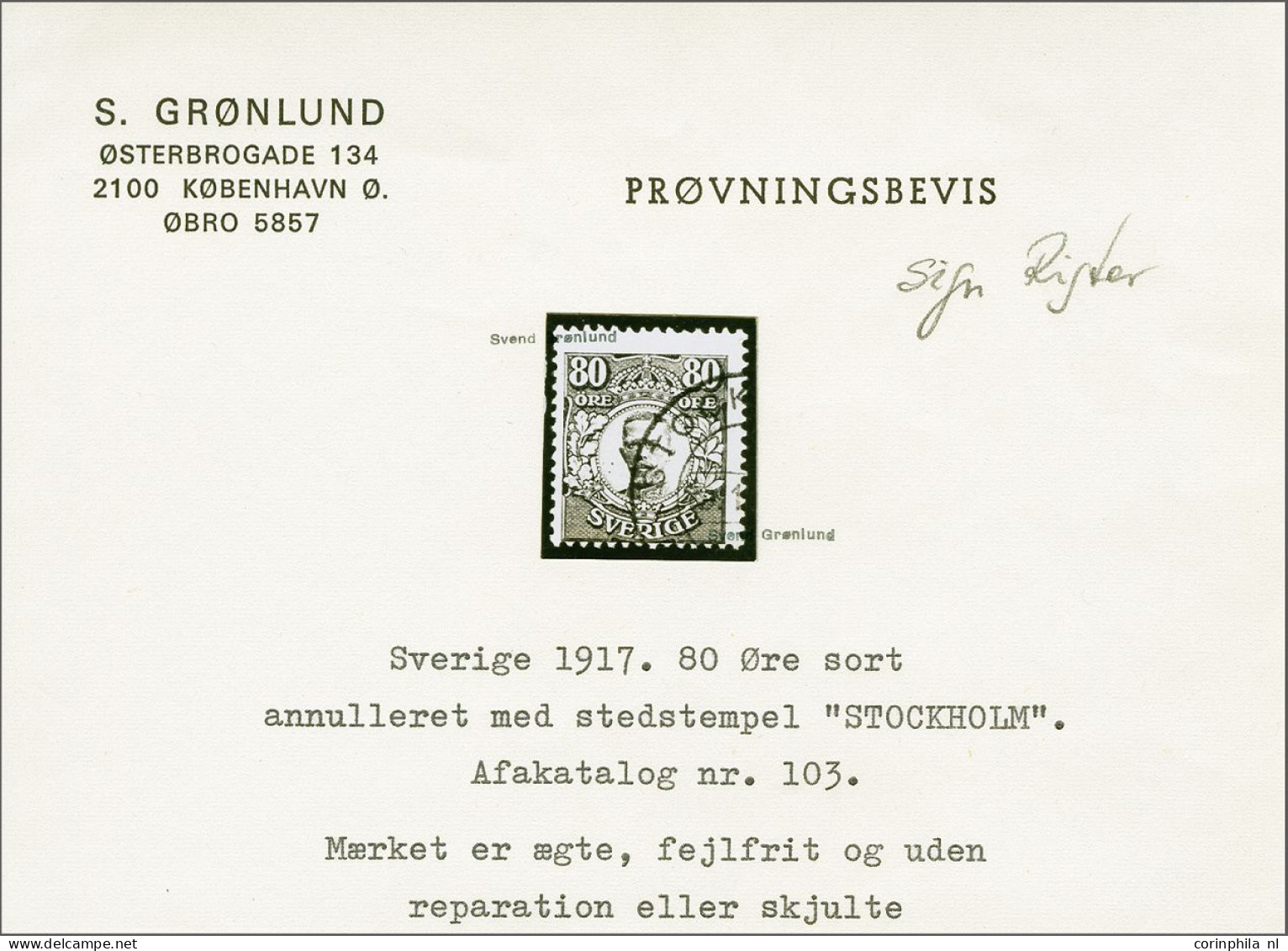 1918, Värnamo 80 öre Black, Very Fine But Cancelled To Order With Sven Grønlund Certificate (cat.v. €5500) - Altri & Non Classificati