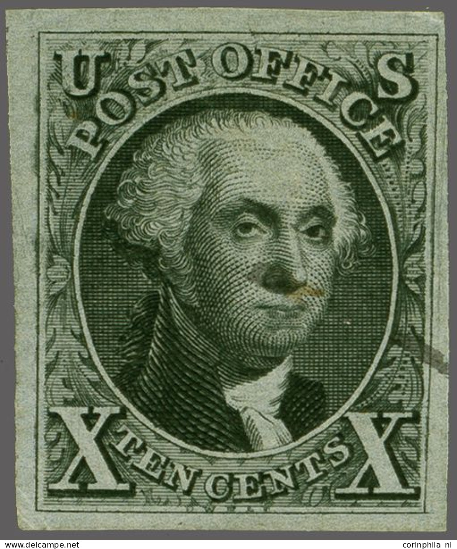 Without Gum 1875 Reprint George Washington 10 Cents Black On Bluish Paper, Very Fine (small Pencil Stroke At Right), Cat - Autres & Non Classés