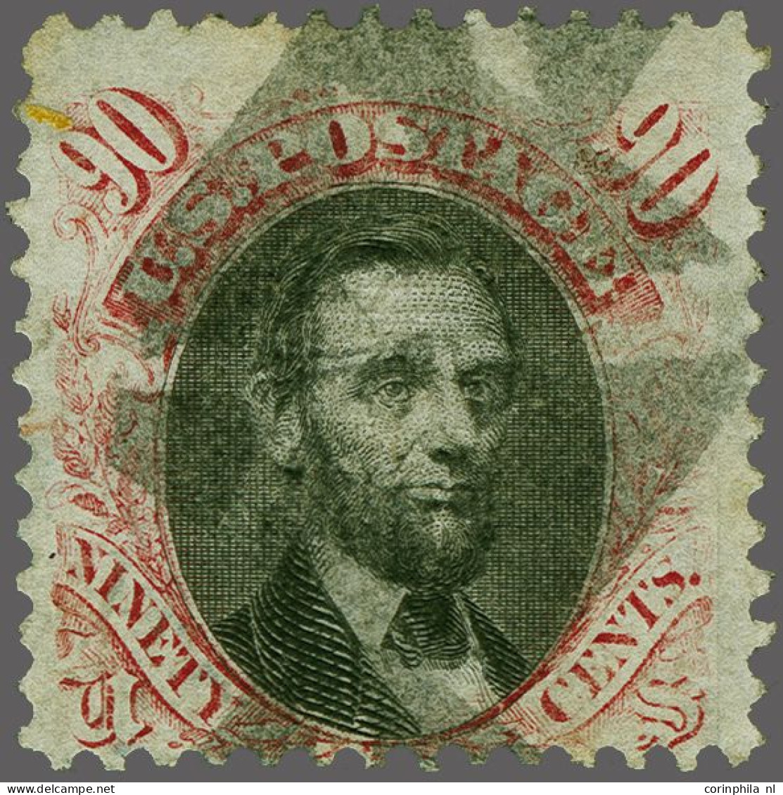 Abraham Lincoln 90 Cents Carmine And Black, Fine/very Fine (small Corner Crease) With 2000 Philatelic Foundation Certifi - Other & Unclassified