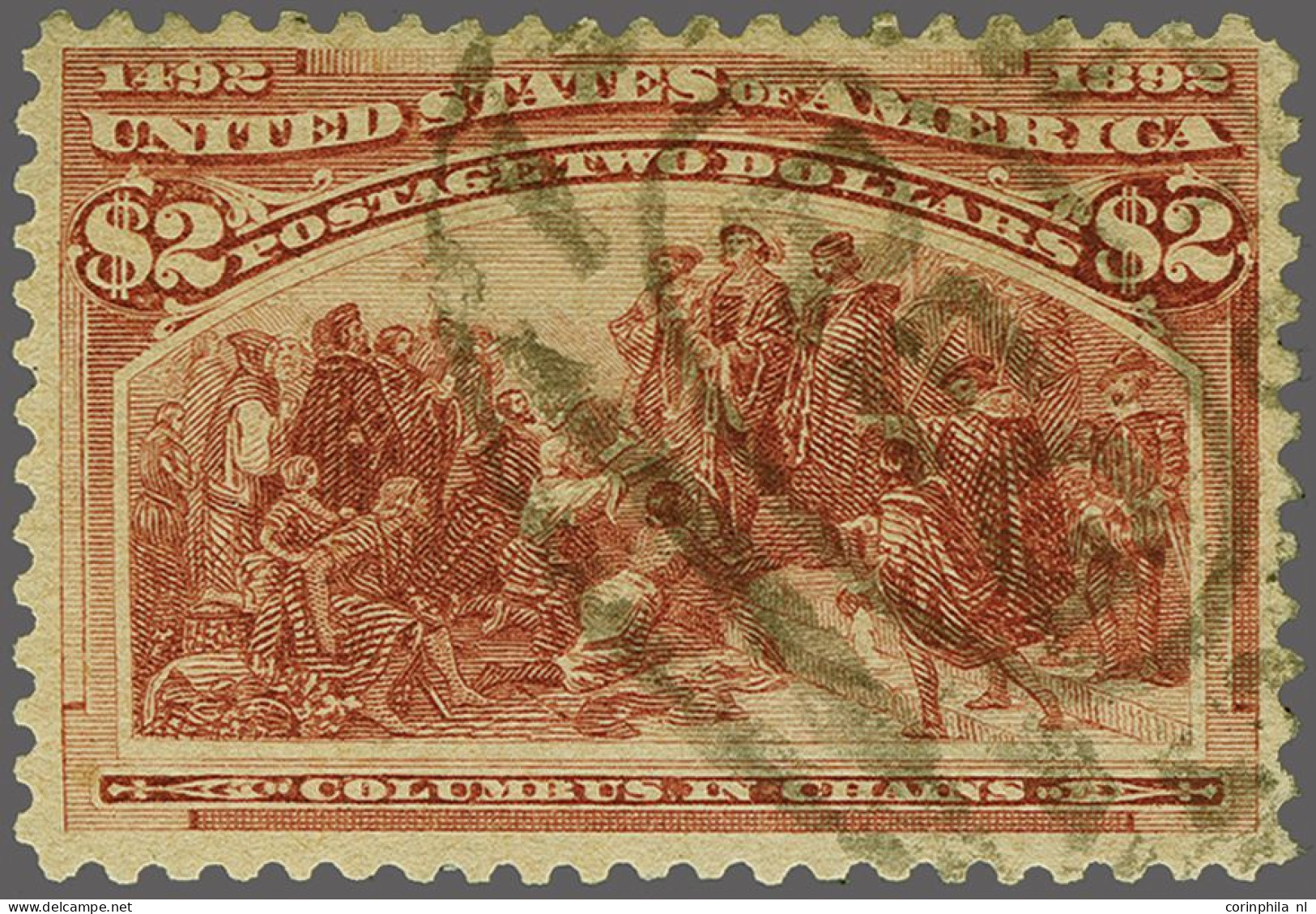 Columbus In Chains $ 2 Brown Red, Very Fine, Cat.v. $ 525 - Otros & Sin Clasificación