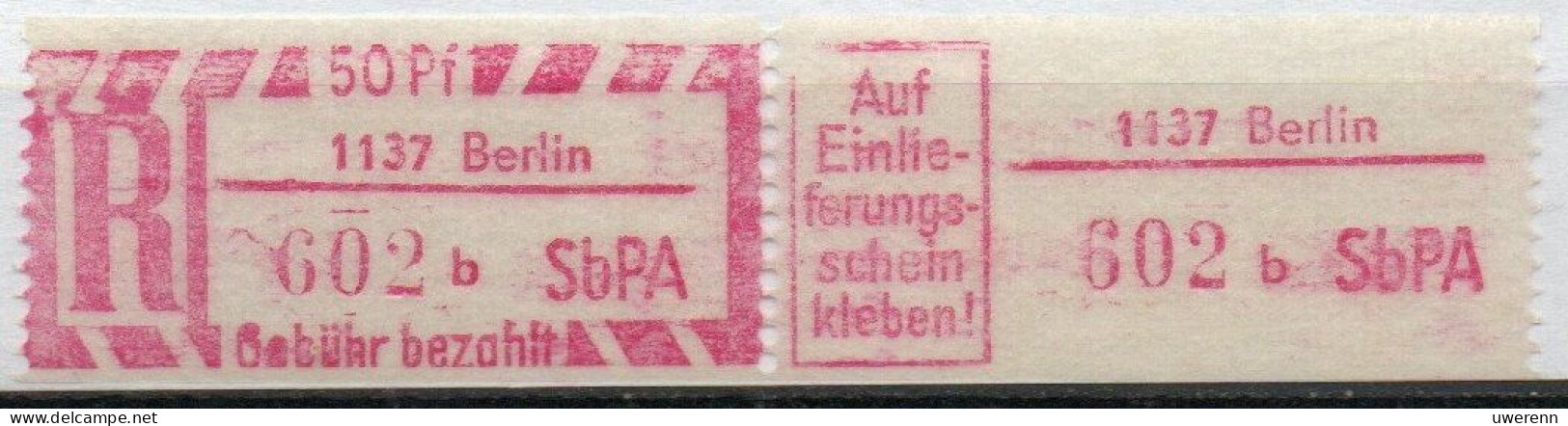 DDR Einschreibemarke Berlin SbPA Postfrisch, EM2B-1137bI Zh - Etiquetas De Certificado