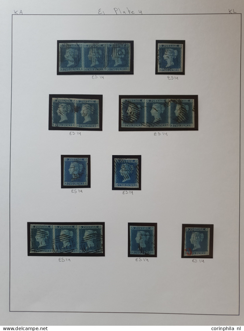 1841 2d. plate 4 specialised collection AA - TL including shades, multiples, postmarks, guide lines, double letters and