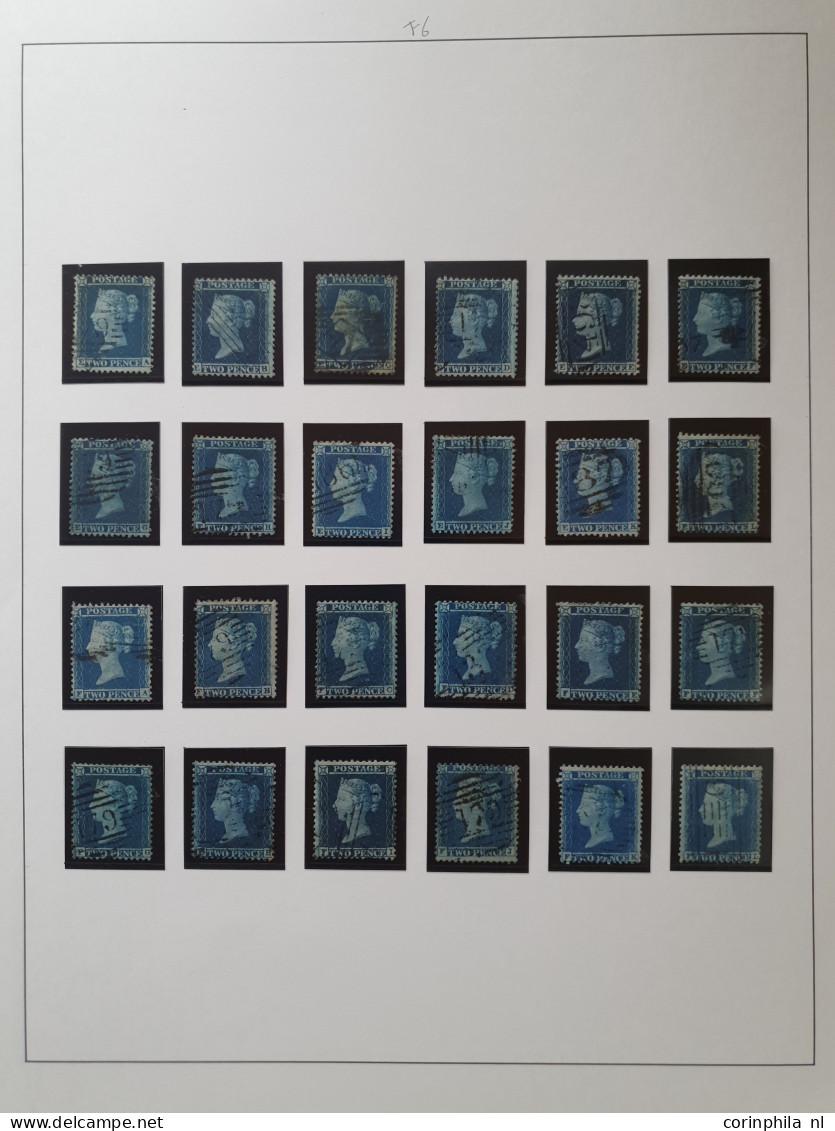 1855 2d. Plate 5 (Spec. F6 Large Crown Perf 14) AA-TL A Complete Plate Reconstruction Including Re-entries (CB,DB), Cons - Used Stamps