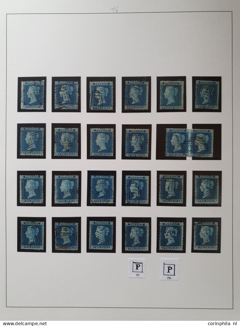 1855 2d. plate 5 (Spec. F6 large crown perf 14) AA-TL a complete plate reconstruction including re-entries (CB,DB), cons