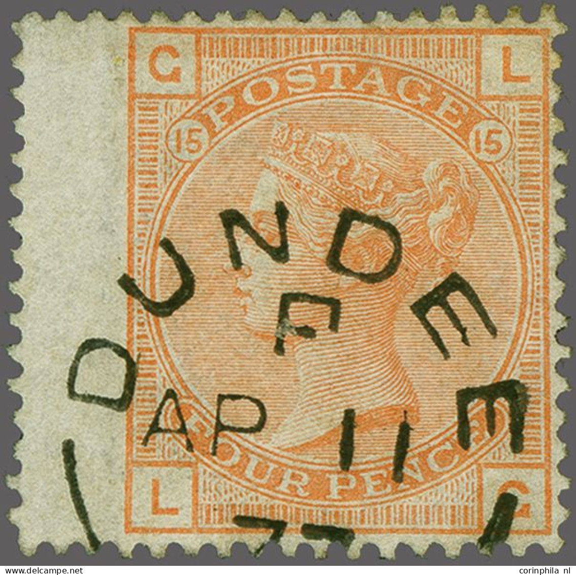 1876 4d. Vermillion Plate 15, A Very Fine Example Cancelled With A Very Good Crisp Strike Of The Dundee Cds 1877, - This - Usati