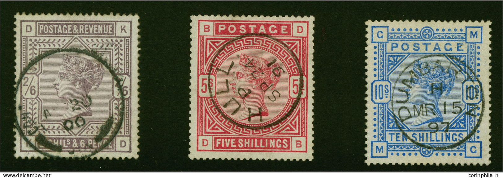 1883-1884 2s.6d. Lilac, 5s. Rose And 10s. Ultramarine, A Very Fine Set Cancelled With Continental (night Mail) 1900, Hul - Used Stamps