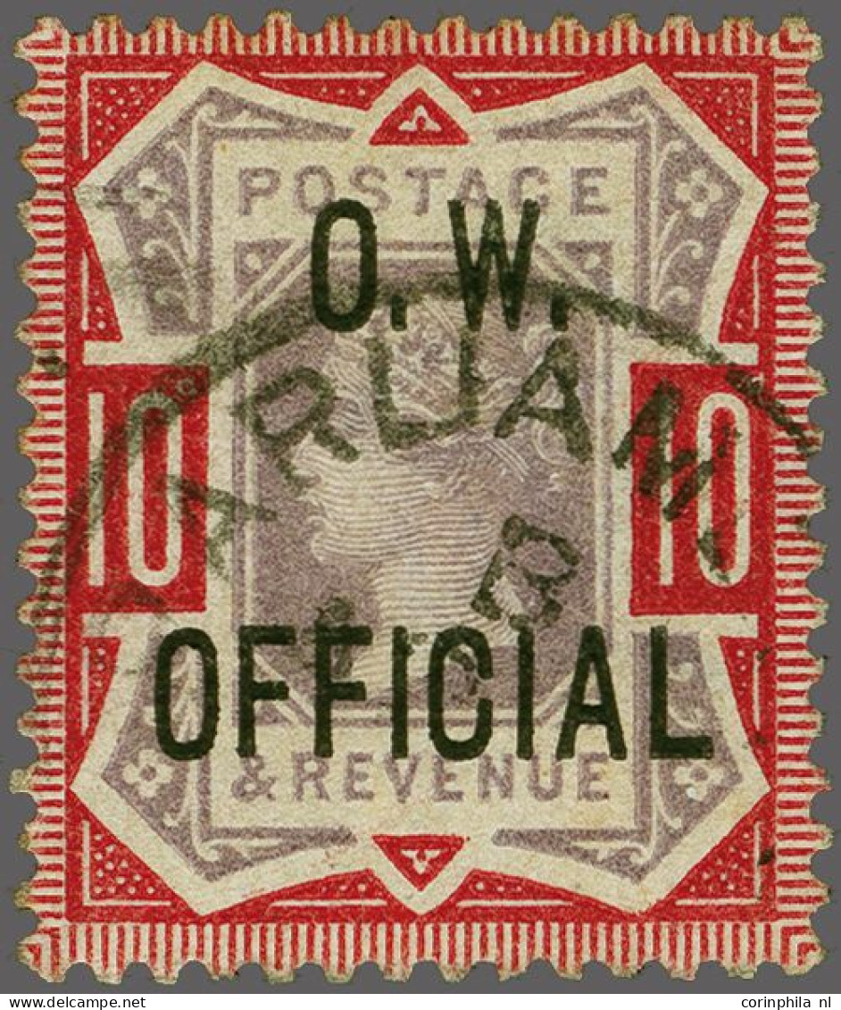 1902 Office Of Works Victoria 10d. Purple And Carmine Overprinted By O.W. Official, A Very Fine Example Cancelled By A P - Servizio