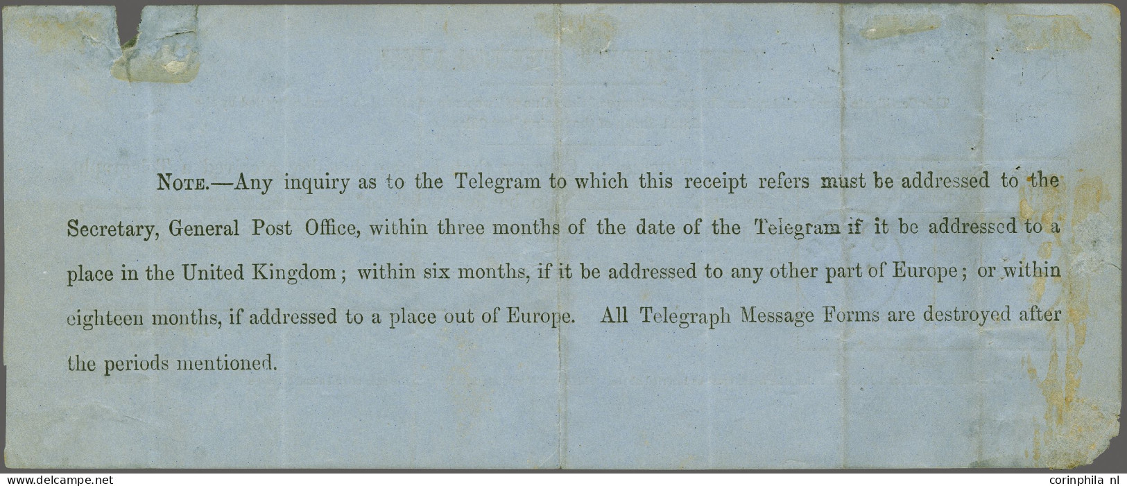 Cover 1876 1d. Red-brown Plate 1, Two Fine Examples (both With Imperfections) On Post Office Telegraphs Form (with Imper - Officials