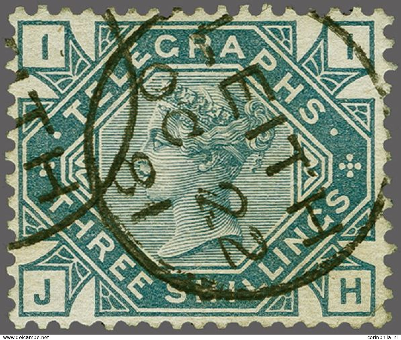 1881 3s. Slate-blue Watermark Anchor Sideways Inverted Plate 1 (JH), A Fine Example (neatly Repaired Corner Perf, Barely - Service